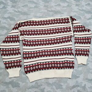 Vintage Charles Wolf Sweater Womens Small Beige Pullover Long Sleeve